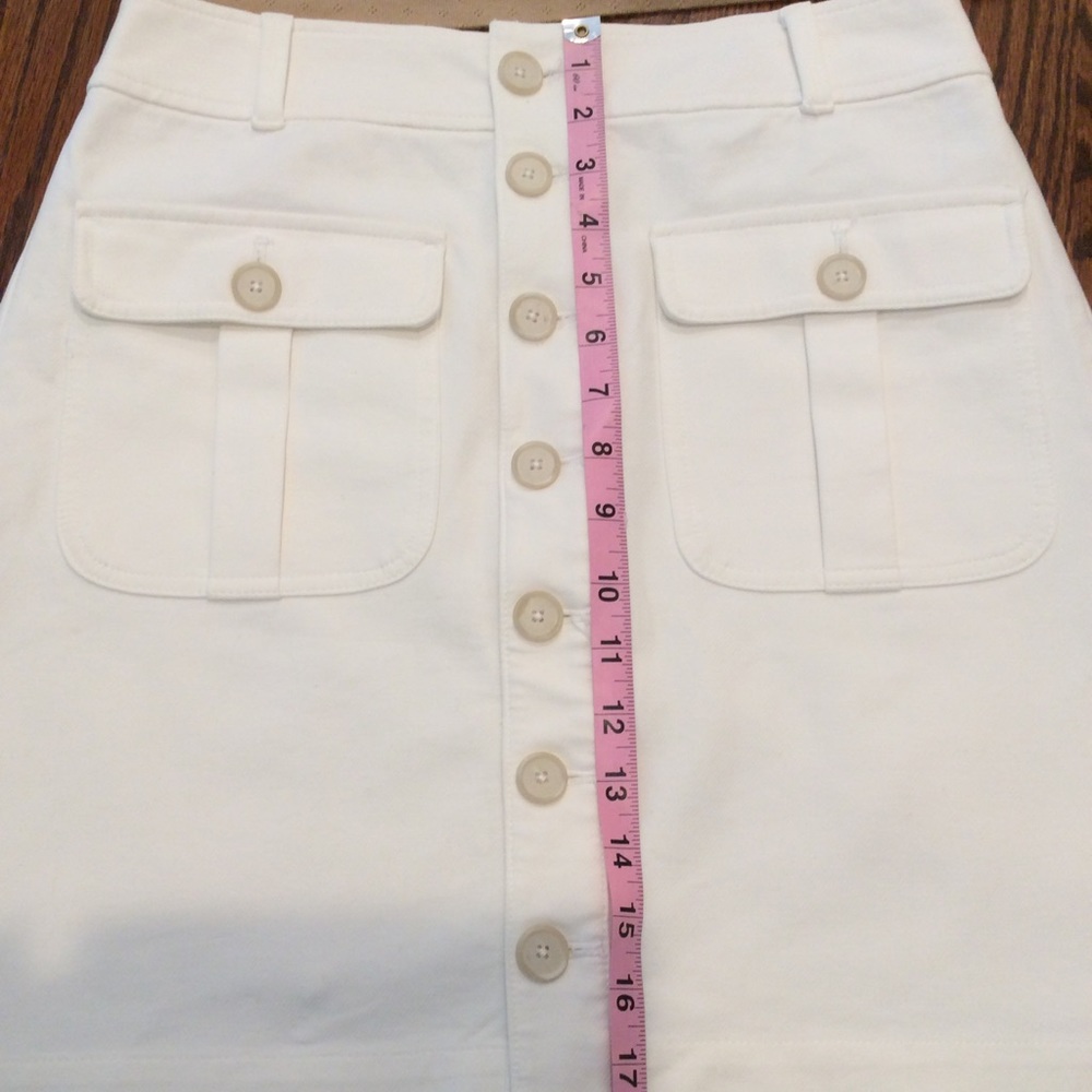 Loft white button down skirt Sz 6p - Picture 6 of 8